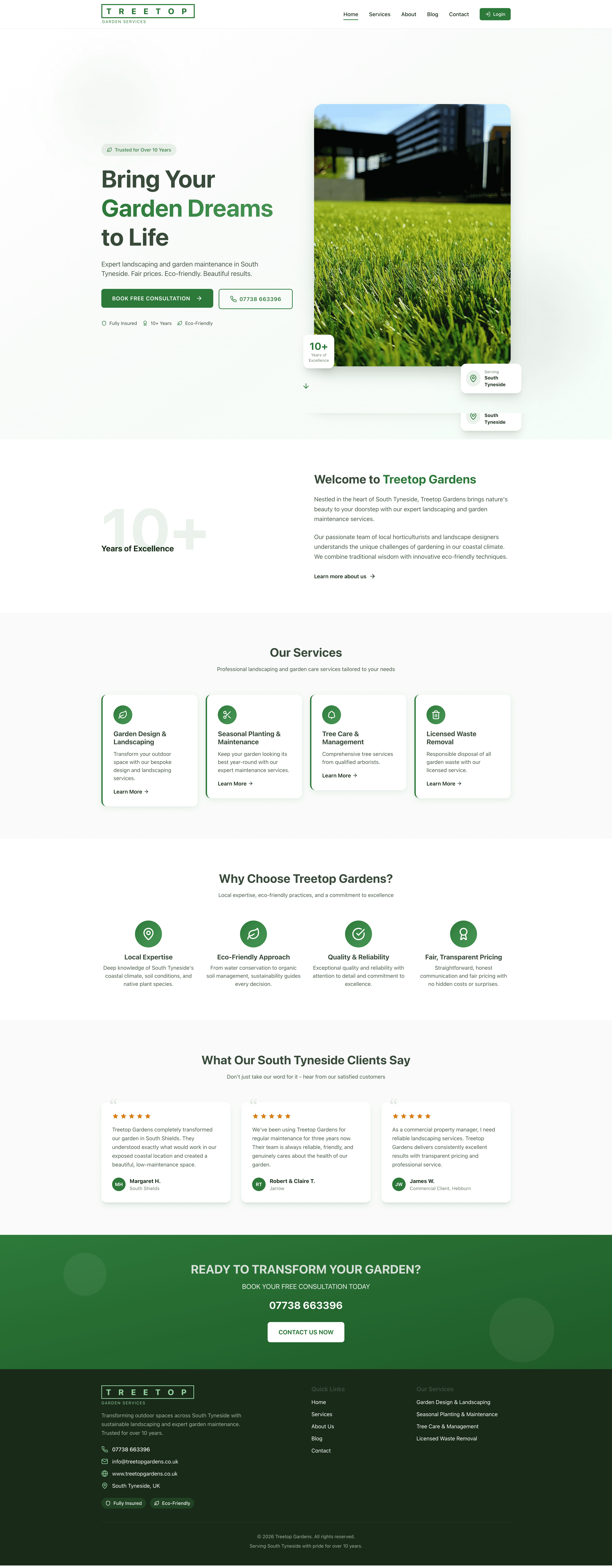 Treetop Gardens website screenshot